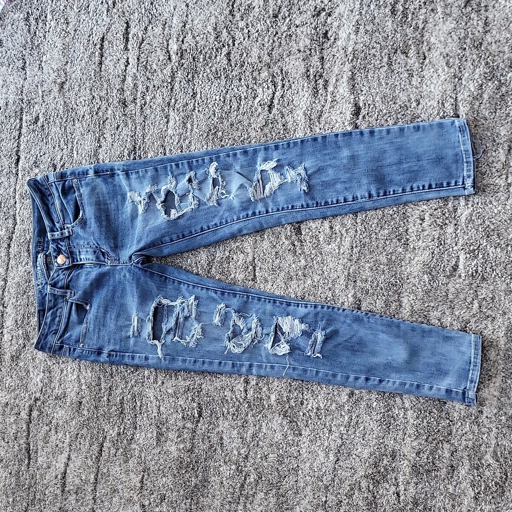 AEO acid washed distressed ankle jegging super stretch - Picture 2 of 8